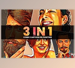 Download 3 in 1 Comic Cartoon Oil Painting By U_Design (ATN)