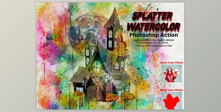 Download Splatter Watercolor Photoshop Action By Studio Retouch