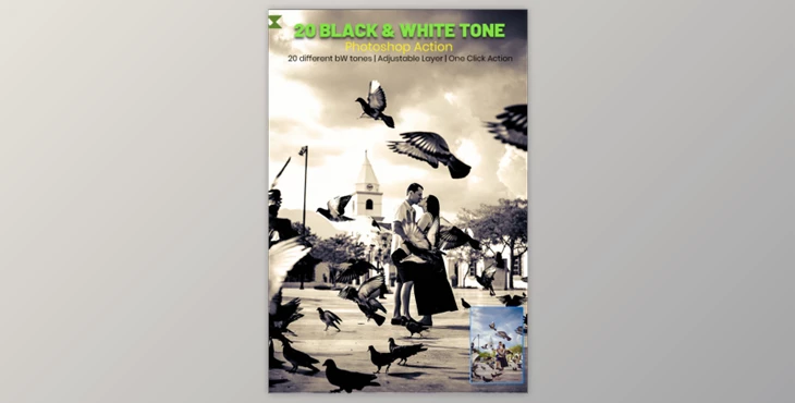 Download 20 Black & White Tone Photoshop Action By psxpert