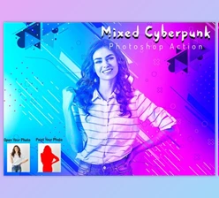 Download Mixed Cyberpunk Photoshop Action By Studio Retouch