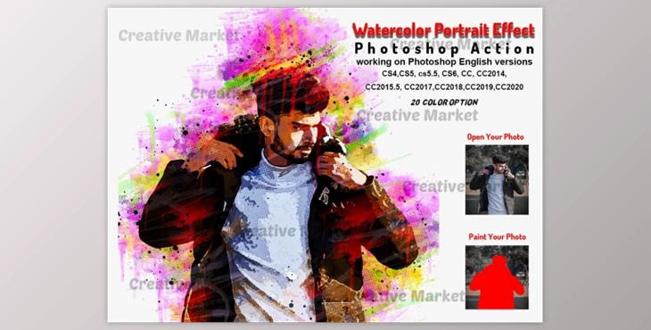 Download Watercolor Portrait Effect PS By Studio Retouch