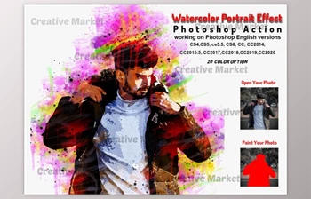 Download Watercolor Portrait Effect PS By Studio <span class='badge badge-warning'>Retouch</span>