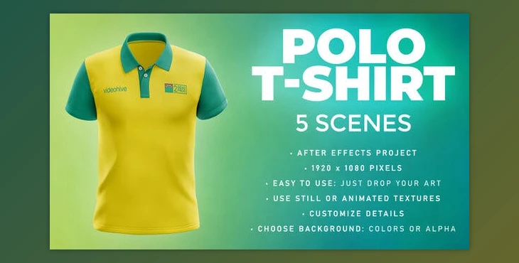 Download Polo T-shirt - 5 Scenes Mockup Template - Animated Mockup PRO (Videohive 33808963) - AE Project