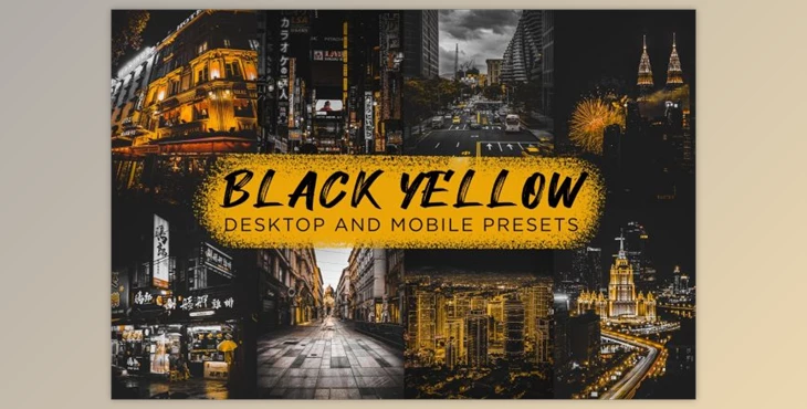 Download 6 Black Yellow Lightroom Presets By CVR Presets (Mob, Desk)