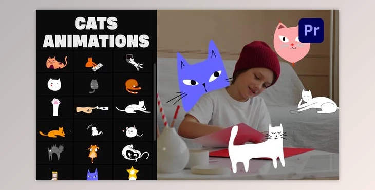Download Cartoon Cats Animations | Premiere Pro MOGRT (Videohive 33732127)