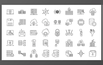 Download <span class='badge badge-warning'>Database</span> & Security Line Icons (Videohive 33970713) - AE Project