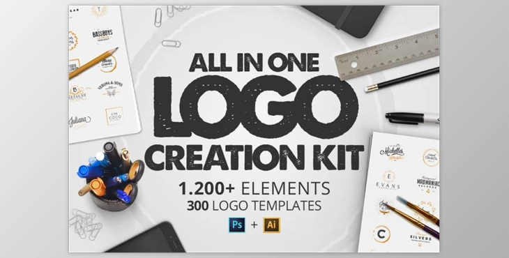 Download All in One Logo Creation Kit CreativeMarket-2367978 (JPG, AI, PNG, PSD, ABR, ASL)